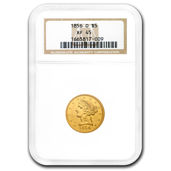1856-O $5 Liberty Gold Half Eagle XF-45 NGC 1856-O $5 Liberty Gold Half Eagle XF-45 NGC