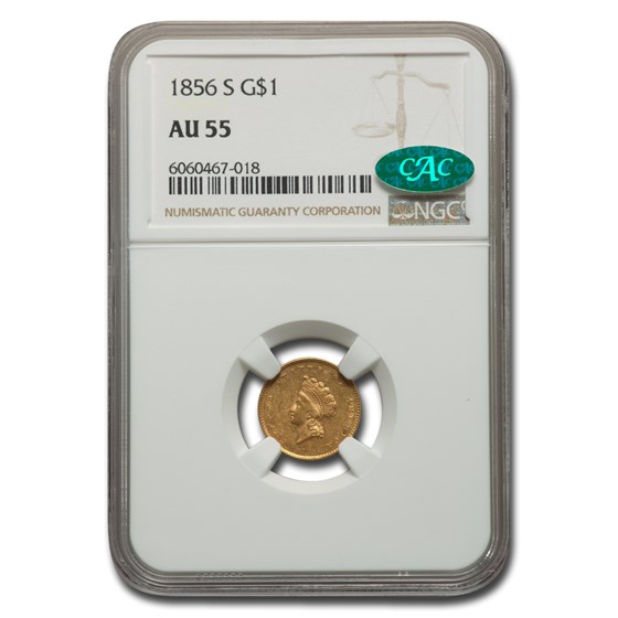 1856-S $1 Indian Head Gold AU-55 NGC CAC 1856-S $1 Indian Head Gold AU-55 NGC CAC