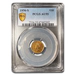 1856-S $1 Indian Head Gold AU-55 PCGS