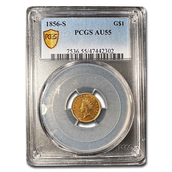 1856-S $1 Indian Head Gold AU-55 PCGS 1856-S $1 Indian Head Gold AU-55 PCGS