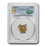 1856-S $1 Indian Head Gold AU-58 PCGS CAC