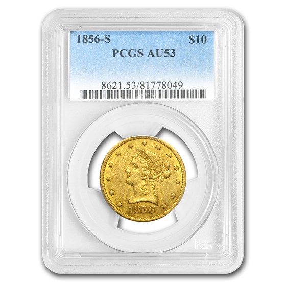 1856-S $10 Liberty Gold AU-53 PCGS 1856-S $10 Liberty Gold AU-53 PCGS
