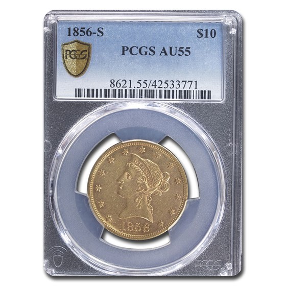 1856-S $10 Liberty Gold Eagle AU-55 PCGS 1856-S $10 Liberty Gold Eagle AU-55 PCGS