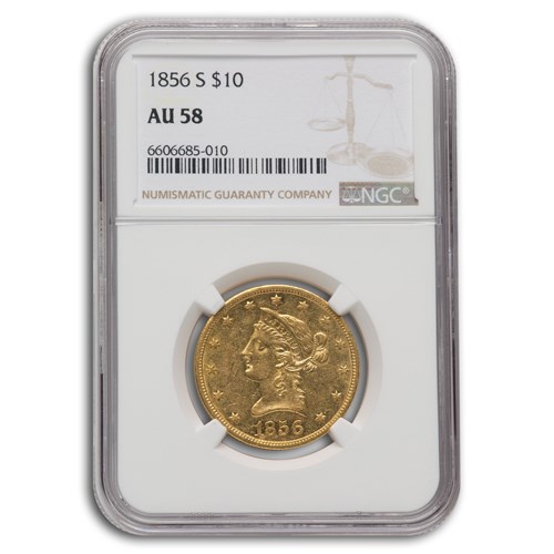 1856-S $10 Liberty Gold Eagle AU-58 NGC 1856-S $10 Liberty Gold Eagle AU-58 NGC