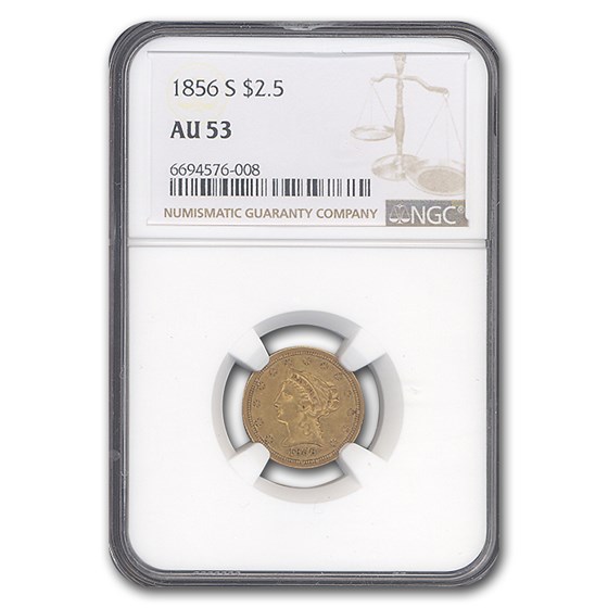 1856-S $2.50 Liberty Gold Quarter Eagle AU-53 NGC 1856-S $2.50 Liberty Gold Quarter Eagle AU-53 NGC