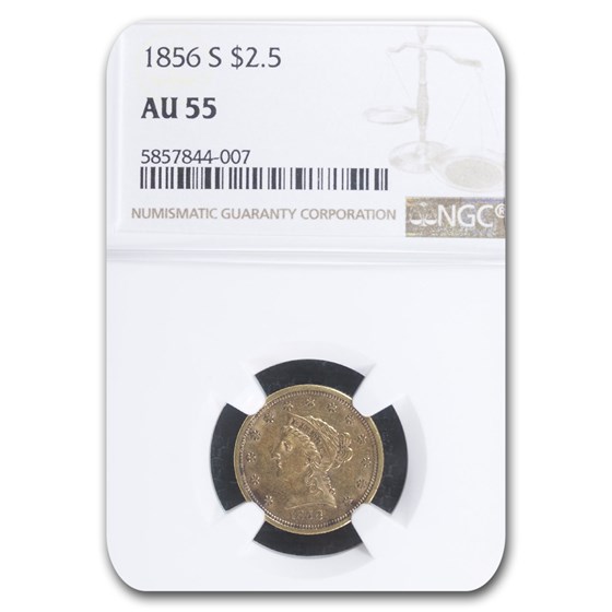 1856-S $2.50 Liberty Gold Quarter Eagle AU-55 NGC 1856-S $2.50 Liberty Gold Quarter Eagle AU-55 NGC