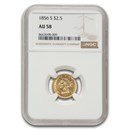 1856-S $2.50 Liberty Gold Quarter Eagle AU-58 NGC