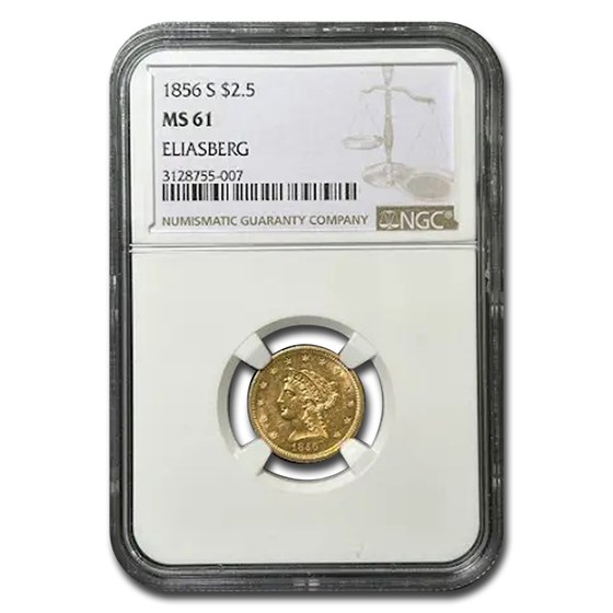 1856-S $2.50 Liberty Gold Quarter Eagle MS-61 NGC 1856-S $2.50 Liberty Gold Quarter Eagle MS-61 NGC