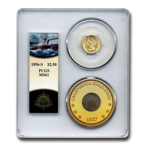 1856-S $2.50 Liberty Gold Quarter Eagle MS-61 PCGS (SS Cen Am.) 1856-S $2.50 Liberty Gold Quarter Eagle MS-61 PCGS (SS Cen Am.)