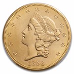 1856-S $20 Lib. Gold SS Central America MS-62 PCGS CAC(No Serif)