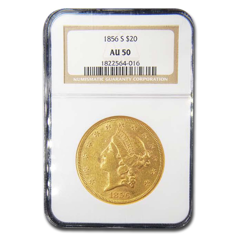 1856-S $20 Liberty Gold Double Eagle AU-50 NGC