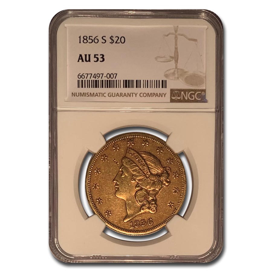 1856-S $20 Liberty Gold Double Eagle AU-53 NGC