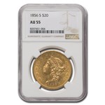 1856-S $20 Liberty Gold Double Eagle AU-55 NGC
