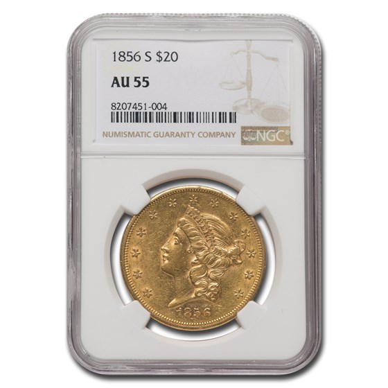 1856-S $20 Liberty Gold Double Eagle AU-55 NGC 1856-S $20 Liberty Gold Double Eagle AU-55 NGC