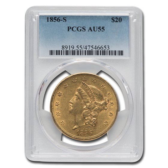 1856-S $20 Liberty Gold Double Eagle AU-55 PCGS 1856-S $20 Liberty Gold Double Eagle AU-55 PCGS