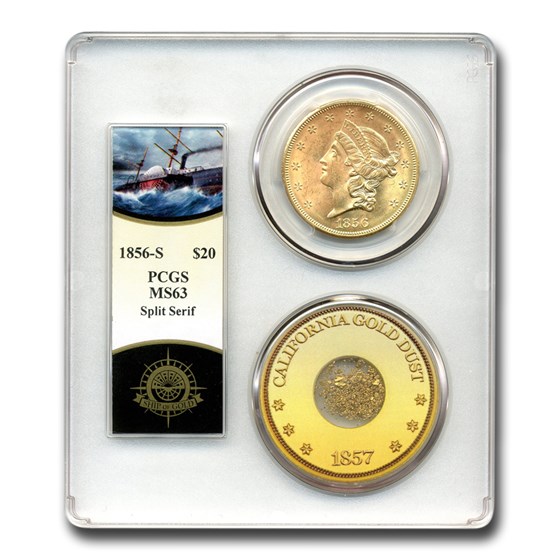 1856-S $20 Liberty Gold Double Eagle MS-63 PCGS (SS Cen. America) 1856-S $20 Liberty Gold Double Eagle MS-63 PCGS (SS Cen. America)