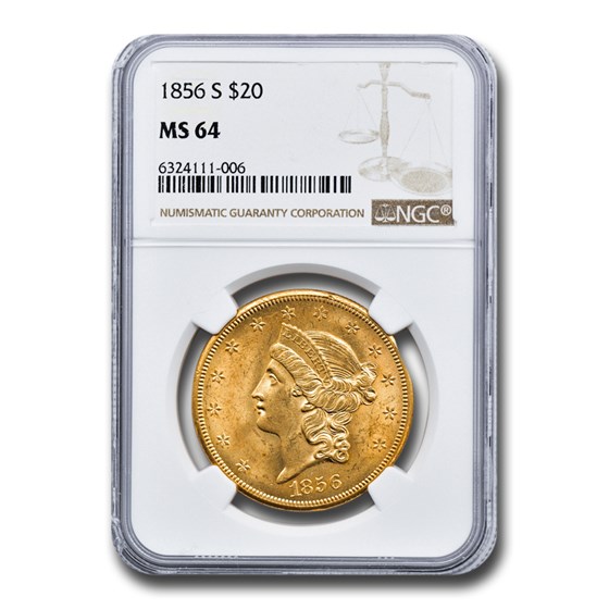 1856-S $20 Liberty Gold Double Eagle MS-64 NGC