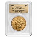 1856-S $20 Liberty Gold SS Central America AU-58 PCGS (No Serif)
