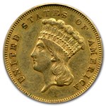 1856-S $3 Gold Indian Princess AU-50 PCGS