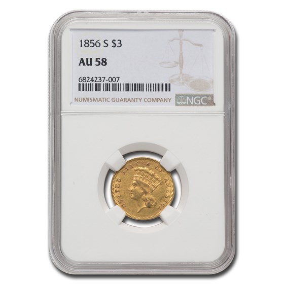 1856-S $3 Gold Princess AU-58 NGC 1856-S $3 Gold Princess AU-58 NGC