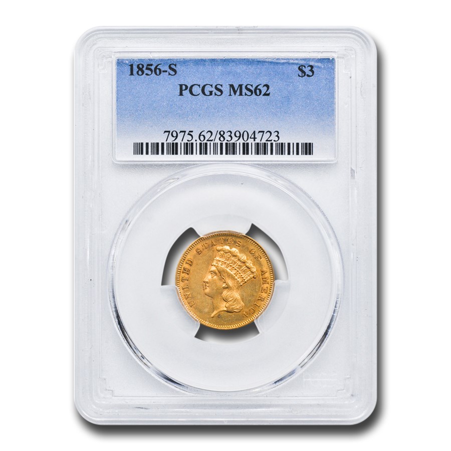 1856-S $3 Gold Princess MS-62 PCGS
