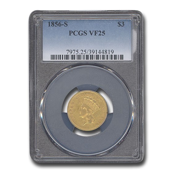 1856-S $3 Gold Princess VF-25 PCGS 1856-S $3 Gold Princess VF-25 PCGS