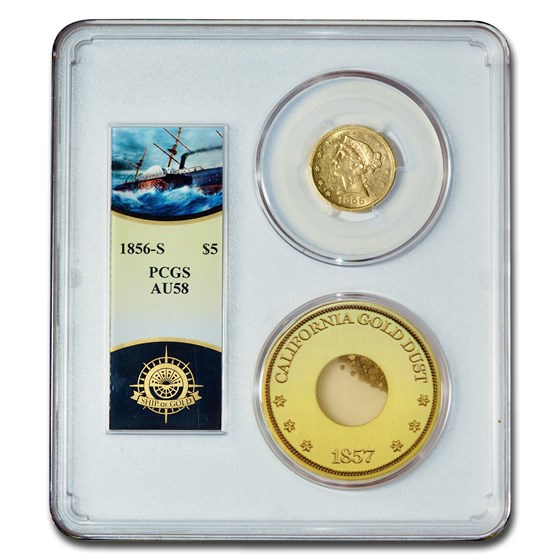 1856-S $5 Liberty Gold Half Eagle AU-58 PCGS (SS Central America) 1856-S $5 Liberty Gold Half Eagle AU-58 PCGS (SS Central America)