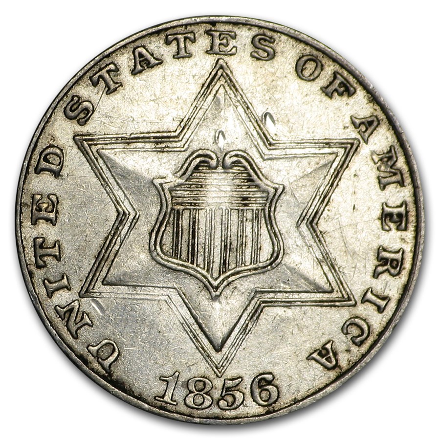 1856 Three Cent Silver AU