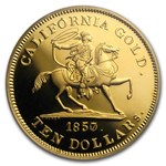 1857/0 $10 49er Horseman .887 Fine Cal Gold PCGS