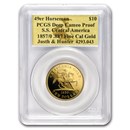 1857/0 $10 49er Horseman .887 Fine Cal Gold PCGS