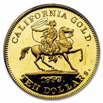 1857/0 $10 49er Horseman .906 Fine Cal Gold PCGS w/ Nuggets