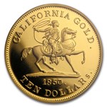 1857/0 $10 49er Horseman .913 Fine Cal Gold PCGS