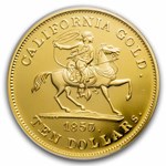 1857/0 $10 49er Horseman .935 Fine Cal Gold PCGS