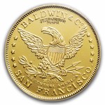 1857/0 $10 49er Horseman .935 Fine Cal Gold PCGS