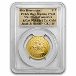 1857/0 $10 49er Horseman .935 Fine Cal Gold PCGS