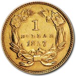 1857 $1 Indian Head Gold Dollar AU