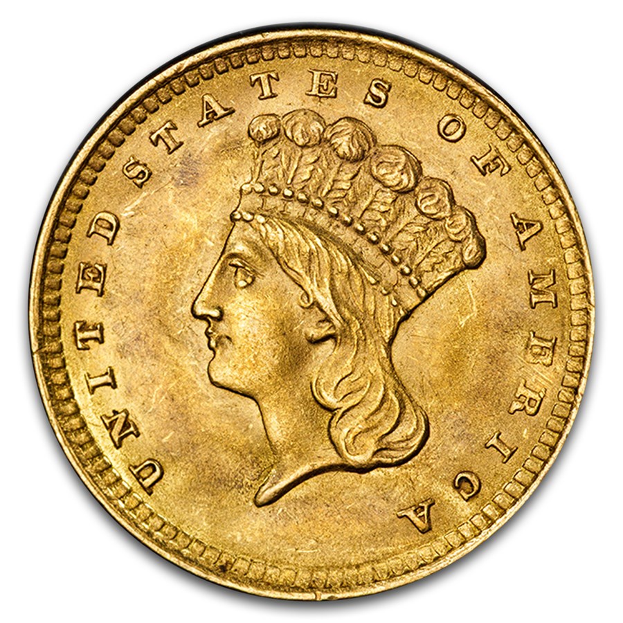 1857 $1 Indian Head Gold MS-62 PCGS CAC