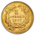 1857 $1 Indian Head Gold MS-62 PCGS CAC