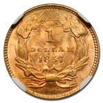 1857 $1 Indian Head Gold MS-65 NGC