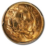 1857 $1 Indian Head Gold MS-66 PCGS