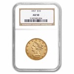 1857 $10 Liberty Gold Eagle AU-50 NGC
