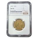 1857 $10 Liberty Gold Eagle AU-55 NGC