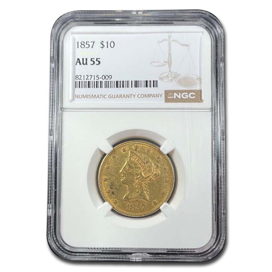 1857 $10 Liberty Gold Eagle AU-55 NGC 1857 $10 Liberty Gold Eagle AU-55 NGC