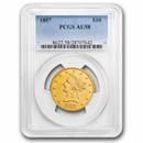 1857 $10 Liberty Gold Eagle AU-58 PCGS