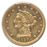 1857 $2.50 Liberty Gold Quarter Eagle AU-53 PCGS