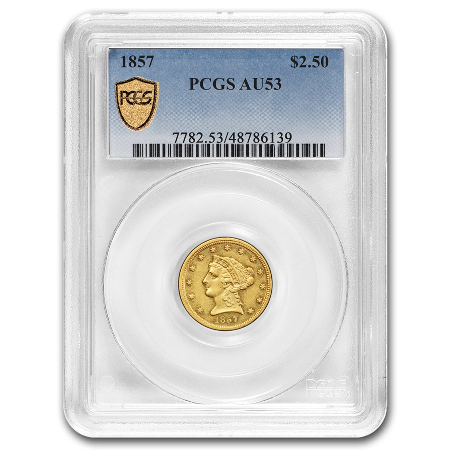 1857 $2.50 Liberty Gold Quarter Eagle AU-53 PCGS