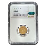 1857 $2.50 Liberty Gold Quarter Eagle MS-62 NGC CAC