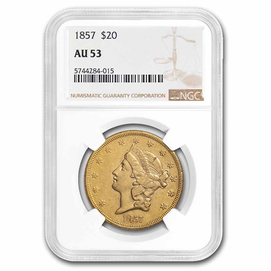 1857 $20 Liberty Gold Double Eagle AU-53 NGC 1857 $20 Liberty Gold Double Eagle AU-53 NGC