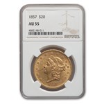 1857 $20 Liberty Gold Double Eagle AU-55 NGC
