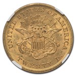 1857 $20 Liberty Gold Double Eagle AU-58 NGC